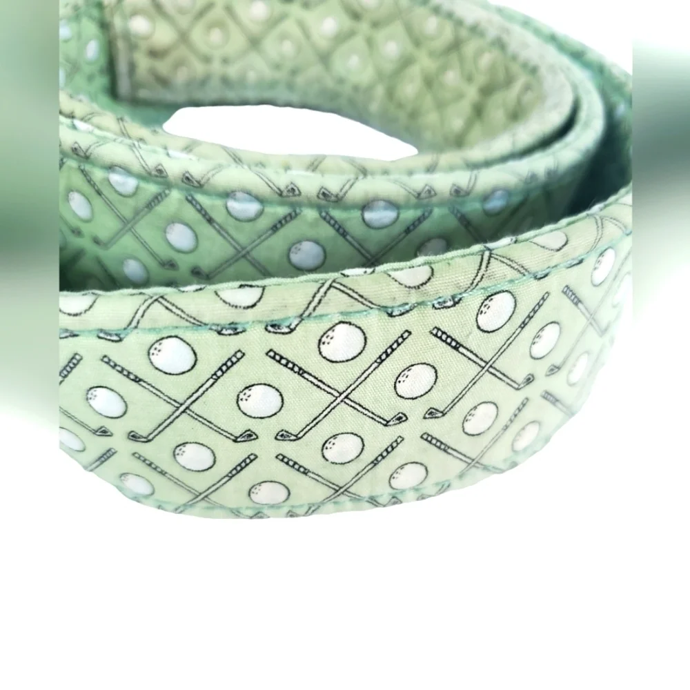 Vineyard Vines Cotton D-Ring Belt. Green and White. MED